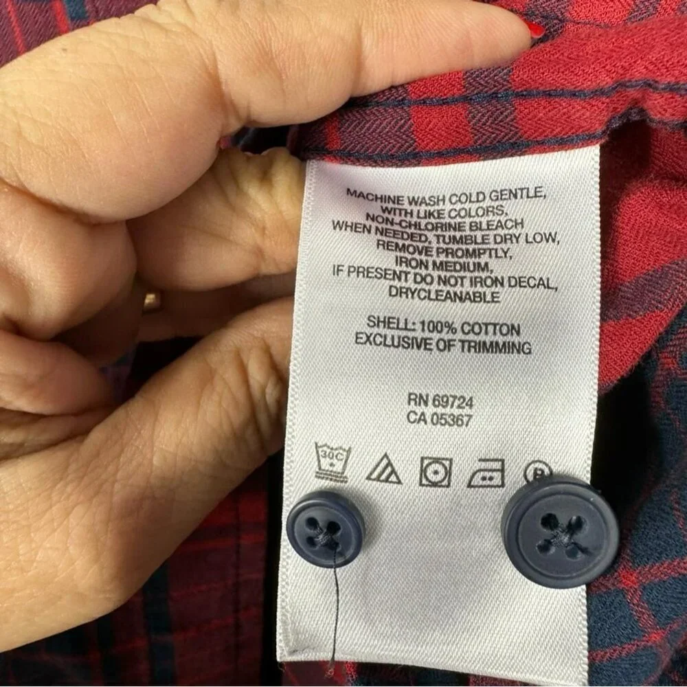 Columbia Casual Button-Down Men's Long Sleeve Blue‎ & Red Plaid Shirt Size Large - Picture 8 of 9